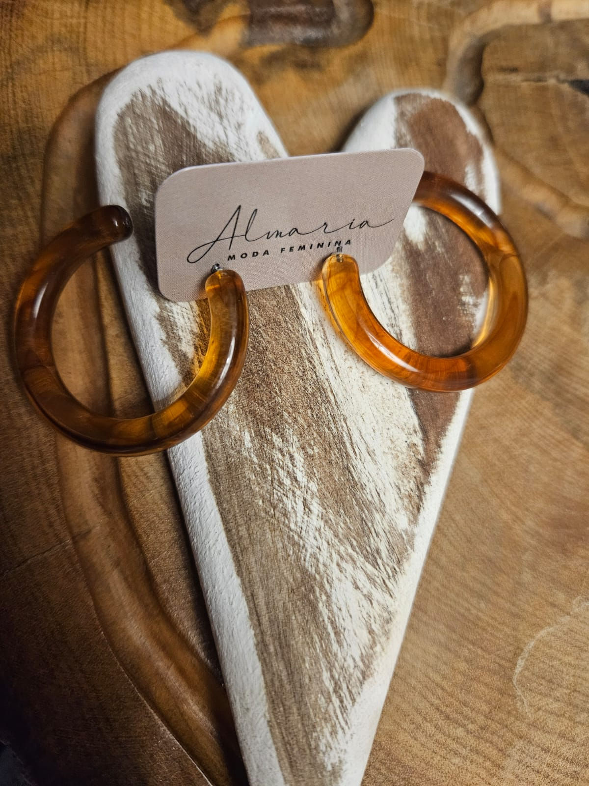 Argola Paula Resina Âmbar