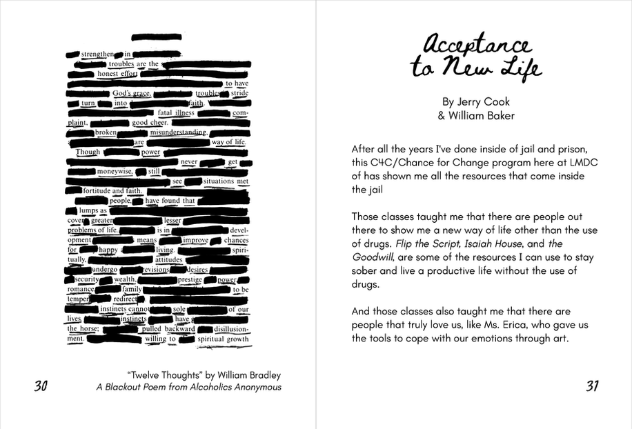 A blackout poem, drawn on by hand