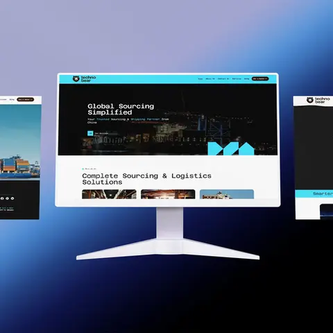 Techno Bear sourcing and logistics website design showcasing desktop and mobile interface