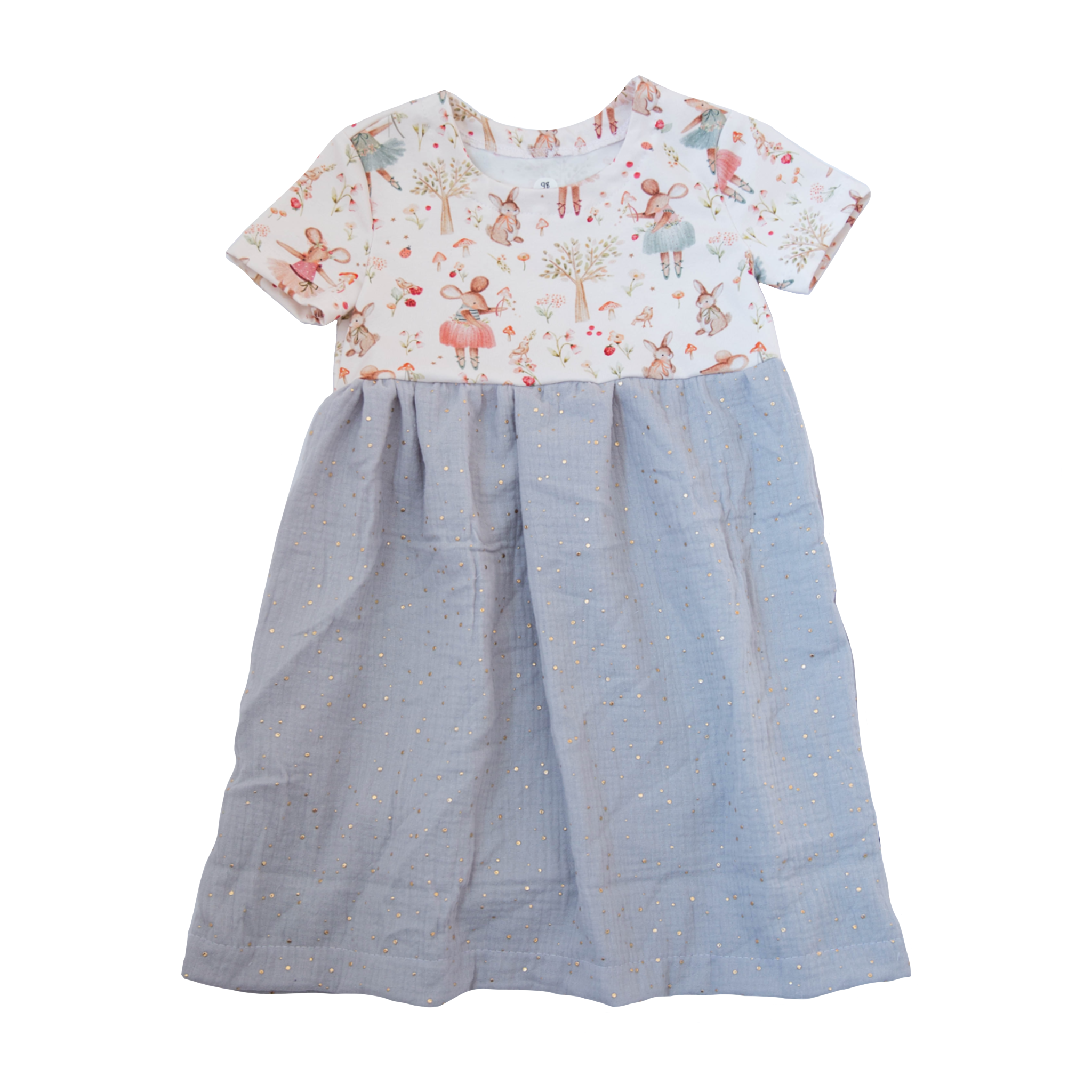 kurzarm Kleid Musselinrock