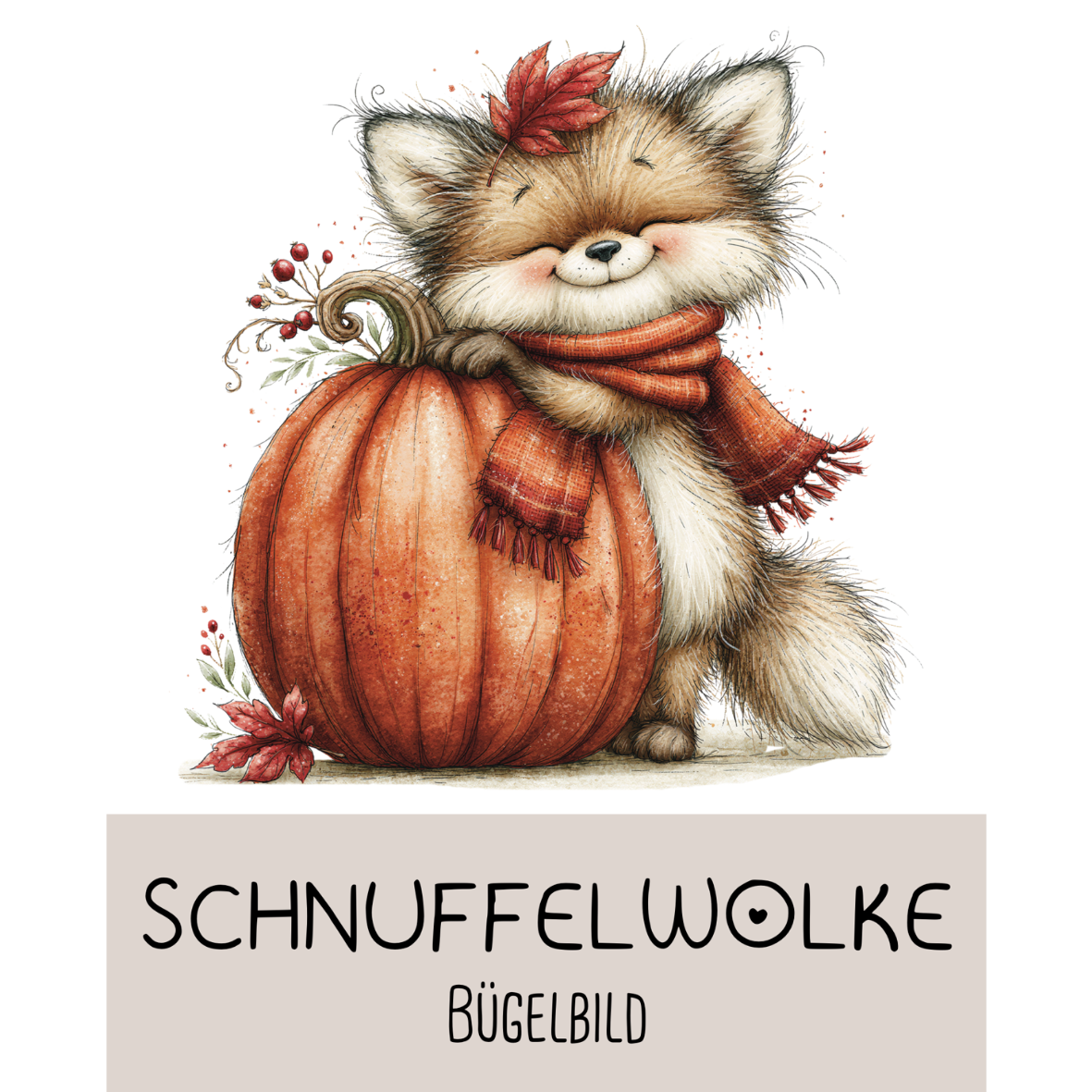 Bügelbild Fuchs mit Kürbis