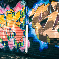Still image taken from upcoming Prowl-Loc music video, "Rollin Thru Sac". Image features local graffiti by an unknown artist. 