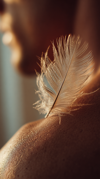 senari501_a_feather_gently_gliding_over_a_mans_shoulder_close-u_f4a74c7b-abc8-4d12-88eb-df25081ef19f.PNG