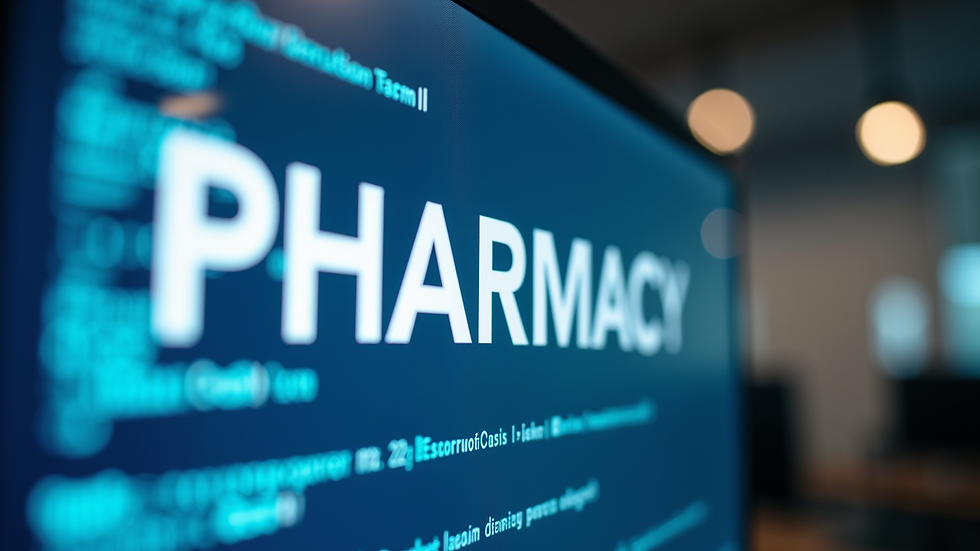 Eye-level view of a computer screen displaying online pharmacy regulations