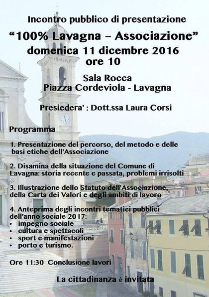 Presentazione Associazione 100% Lavagna