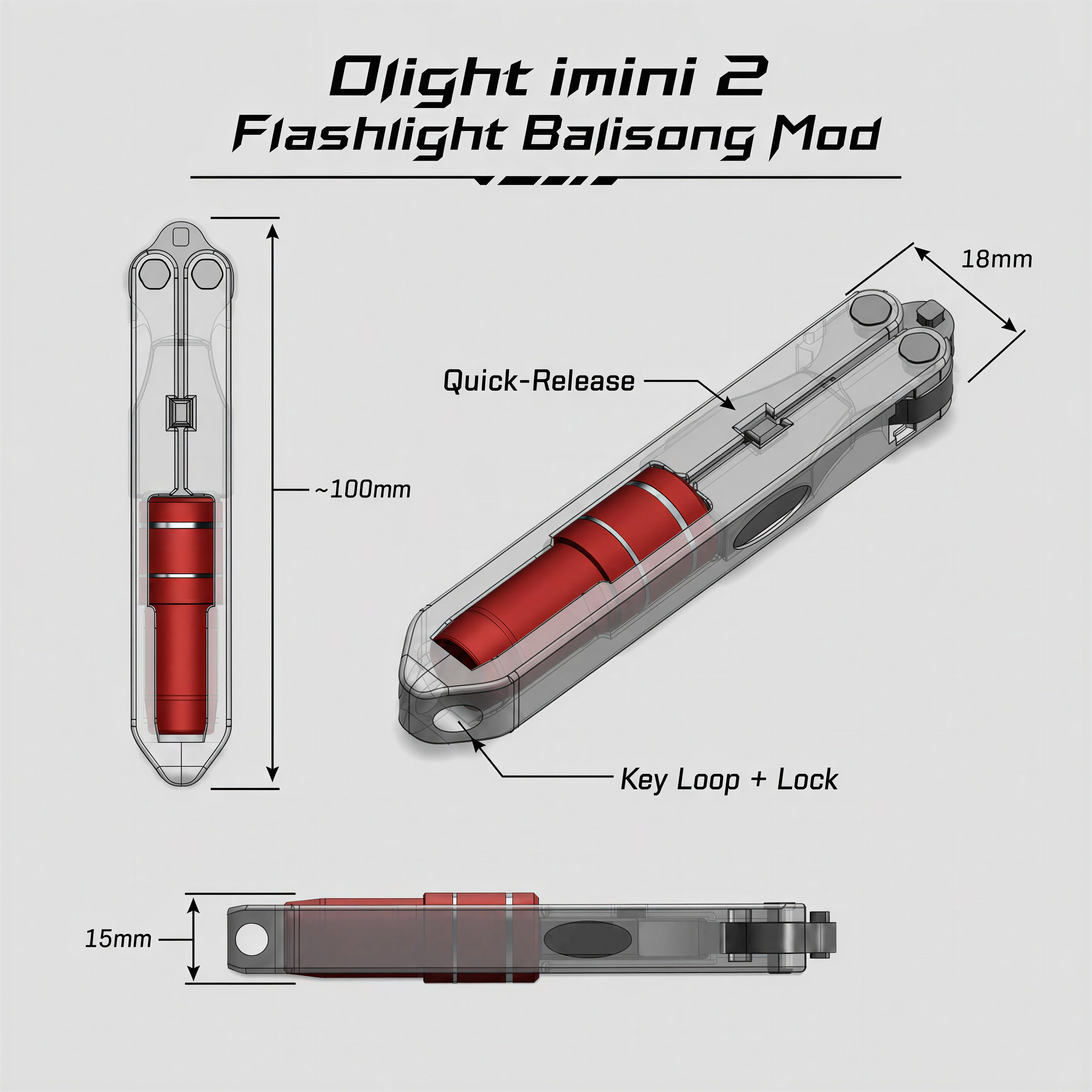 Olight imini 2 dimmensions balisong trainer