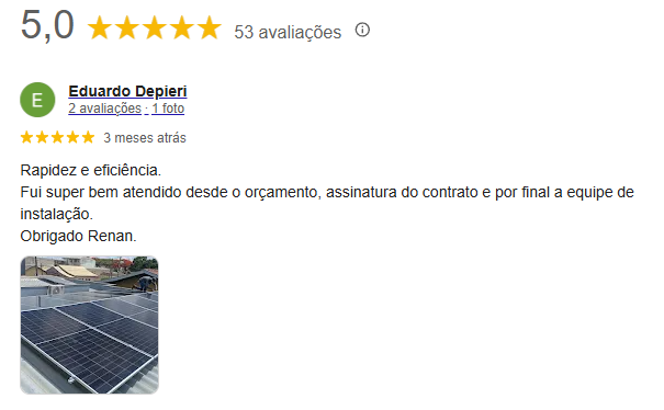 nossa avaliação no google