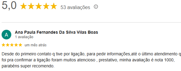 nossa avaliação no google