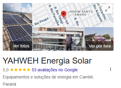 nossa avaliação no google