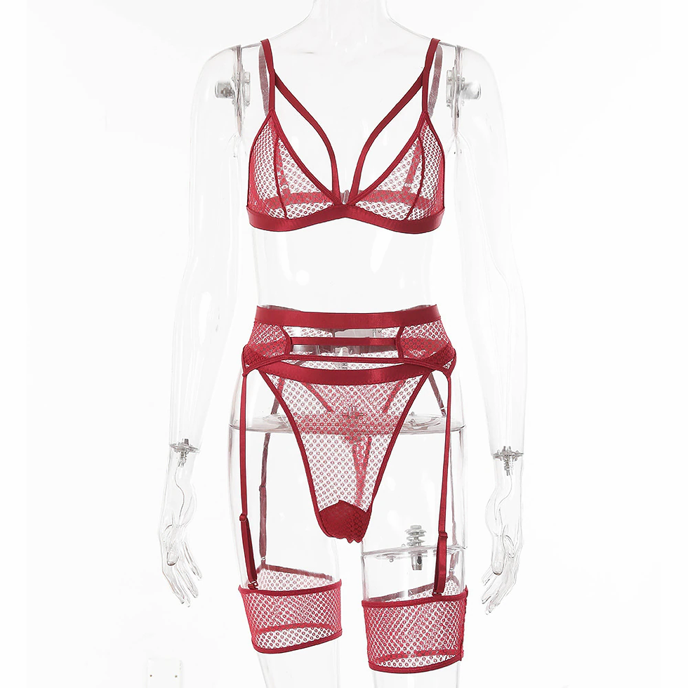 縮圖：Ellolace Lingerie Transparent Bra Set Women's Underwear Set Mesh Lace Sexy