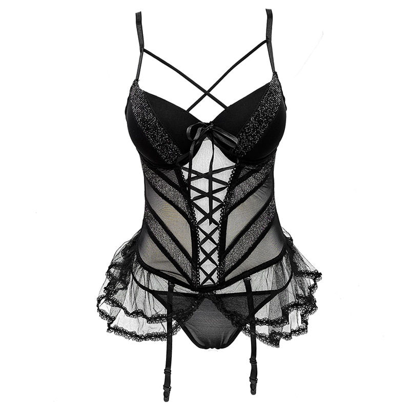 Hình thu nhỏ: CINOON Sexy Lingerie Women Underwear Slings Embroidered Floral Sleepwear