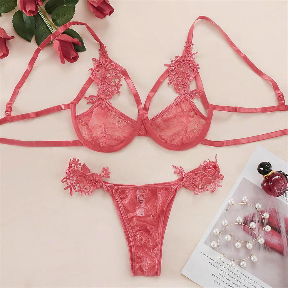 Miniatura: Pink Lingerie Set for Women Sexy Lingerie Bra and Panty Set Lace Erotic Lingerie