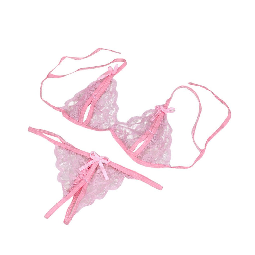Miniature : Women Lady Sexy Lace Lingerie Suit Pink Sexy Transparent Lingerie Underwear