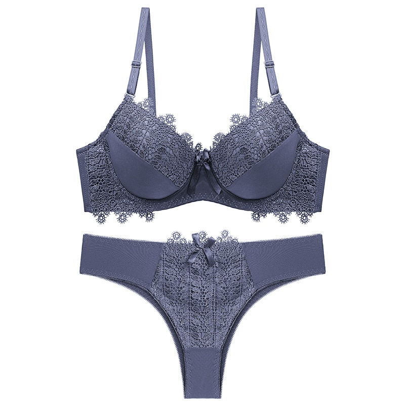 Miniature : Lenceria Push Up Bra and Panty Set Underwire Plus Size Lingere Underwear Women