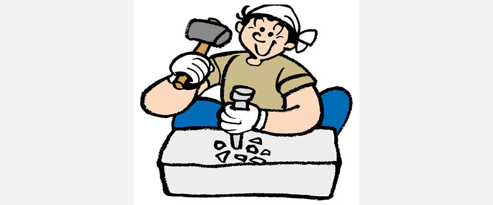 石を掘る職人のイラスト