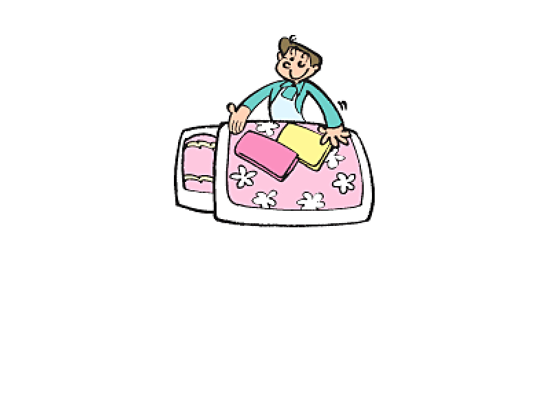 布団と人のイラスト