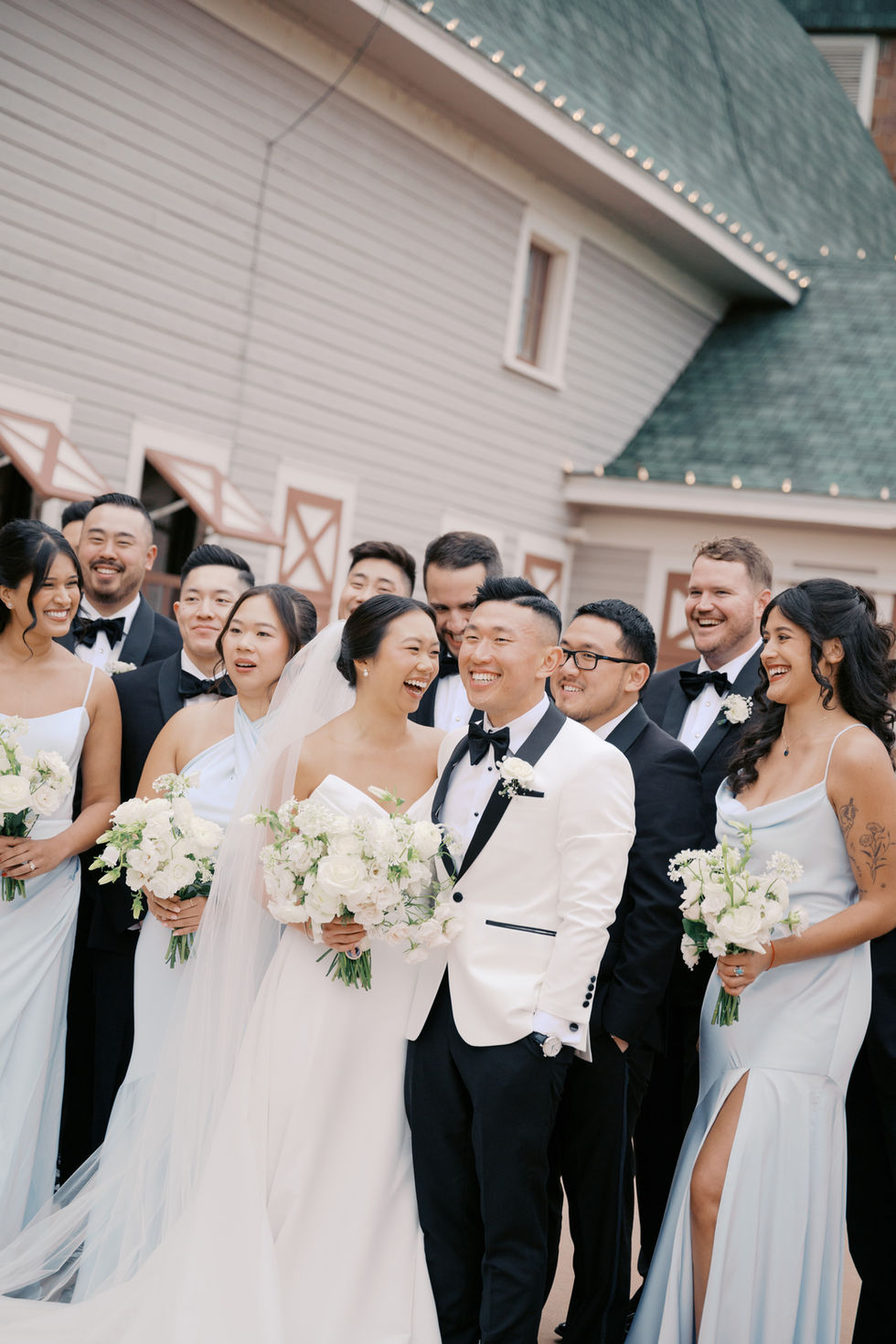the bridal party outside