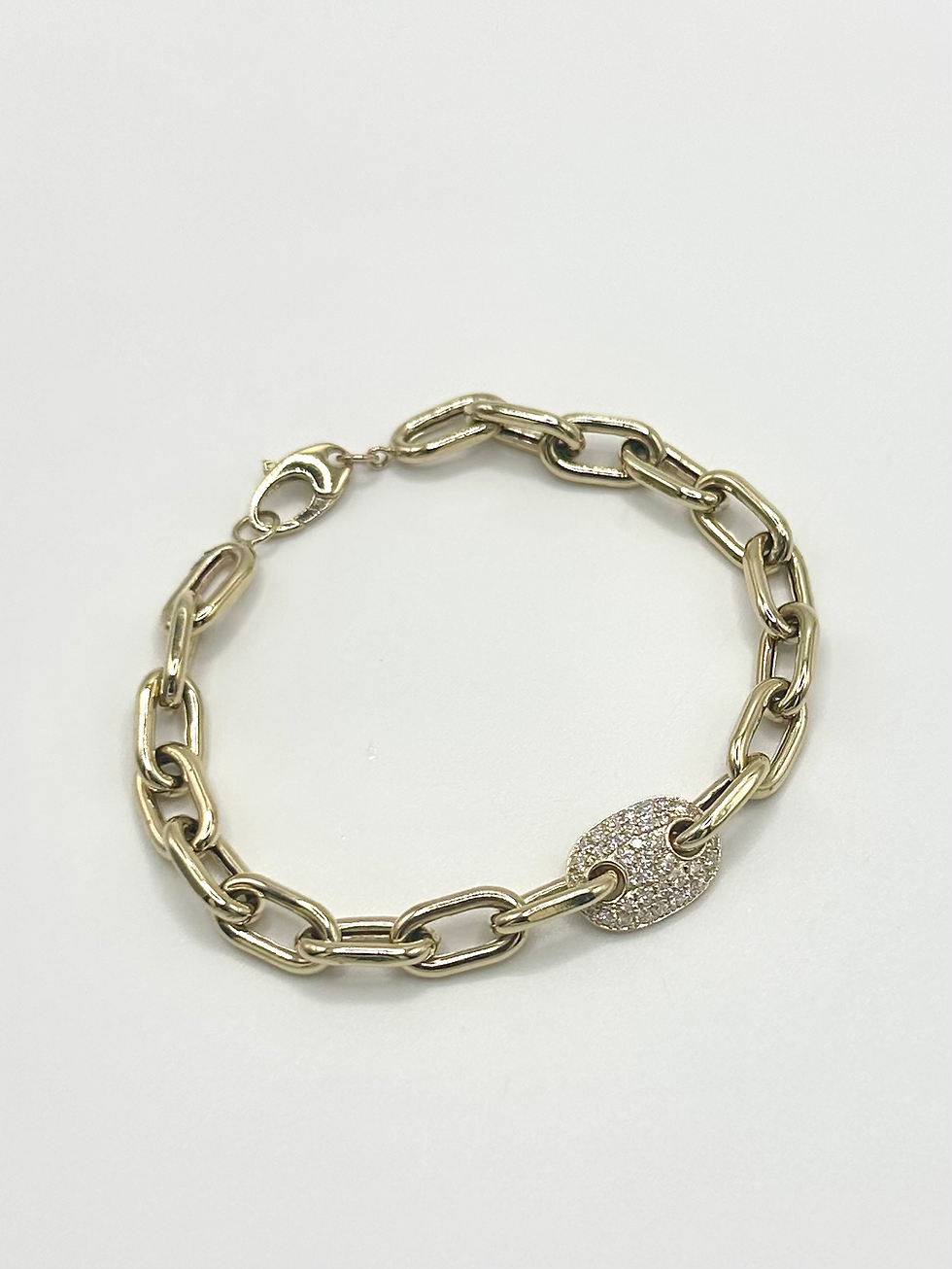 Thumbnail: 14k Yellow Gold and Diamond link bracelet 0.52 ct tw