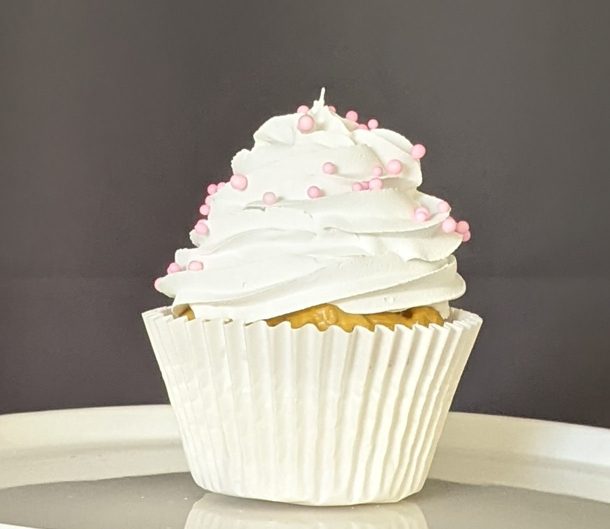 Fake Cupcake with Cream Icing & Pink Sprinkles