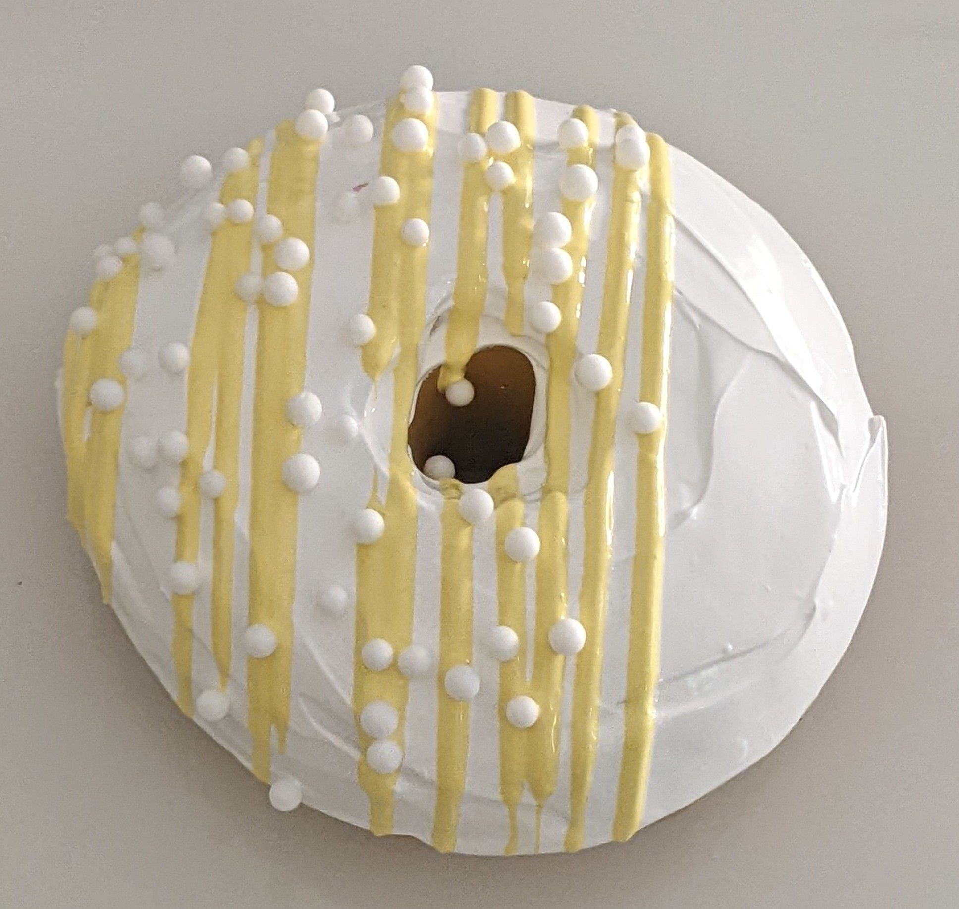 Fake Donut - White with Lemon Stripes & Sprinkles
