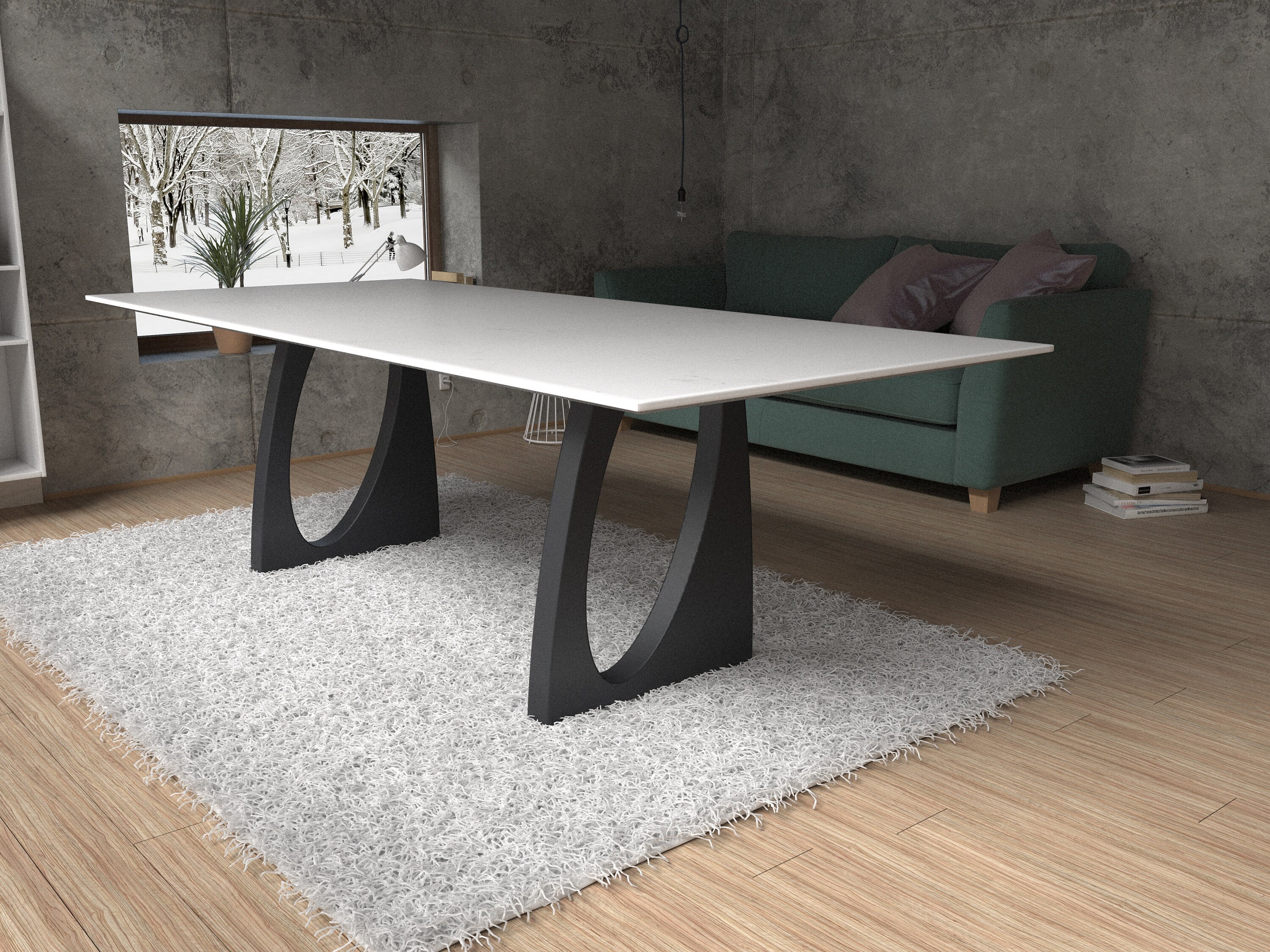 Console industrielle sur-mesure en métal et bois fabriquée à la main par Marceloo