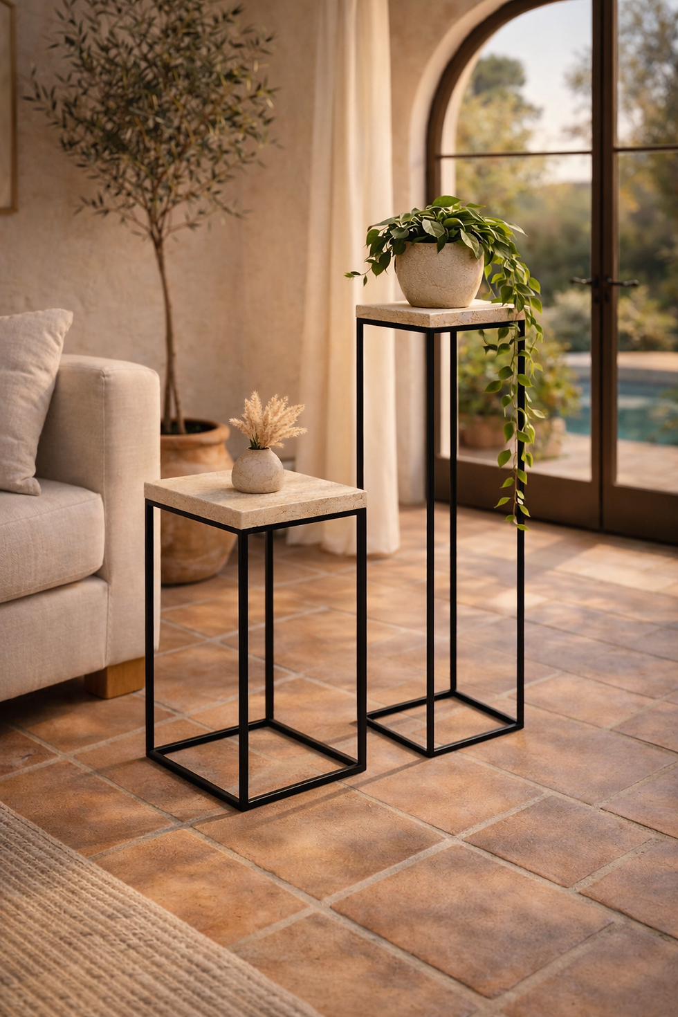 Miniature : Etagère basse - sellette FIL TRAVERTIN MAX