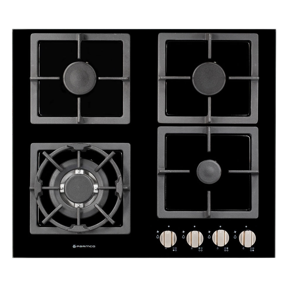Thumbnail: Parmco 60cm 3 Burner + Wok Gas Black Glass Hob