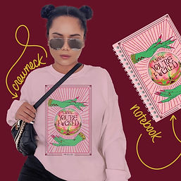 A funny illustration with bright colors designed for apparel and merch. Digital illusration, art direction, and visual storytelling. Custom lettering and hand lettering. Digital illustration.