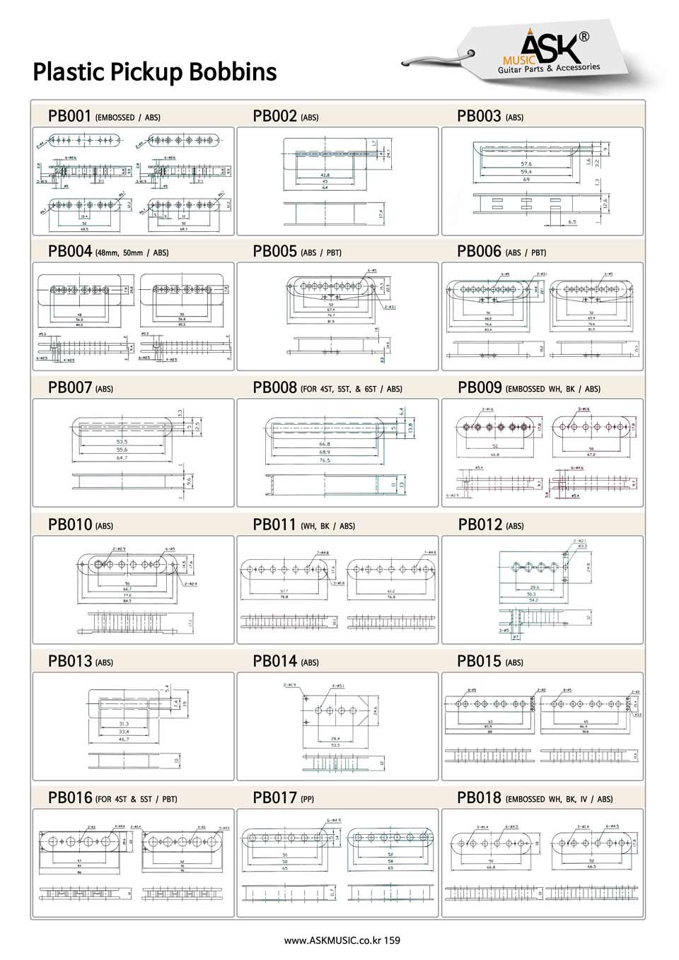 Plastic Pickup Bobbins askmusic