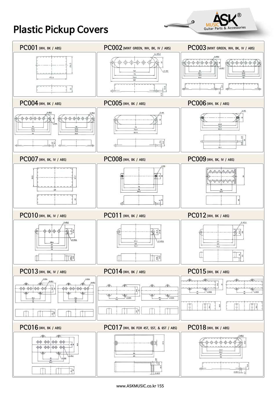 Plastic Pickup Covers askmusic