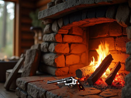 A gun and romance by the fire.