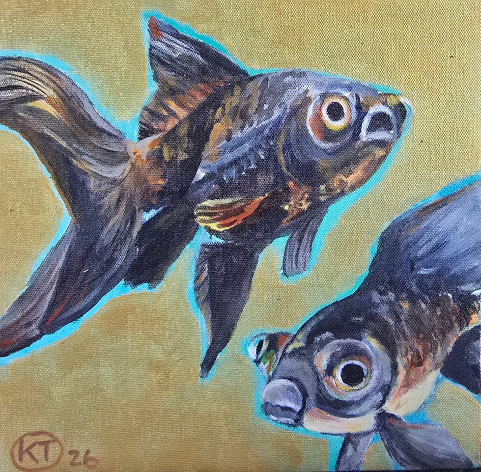 Black fish on gold
