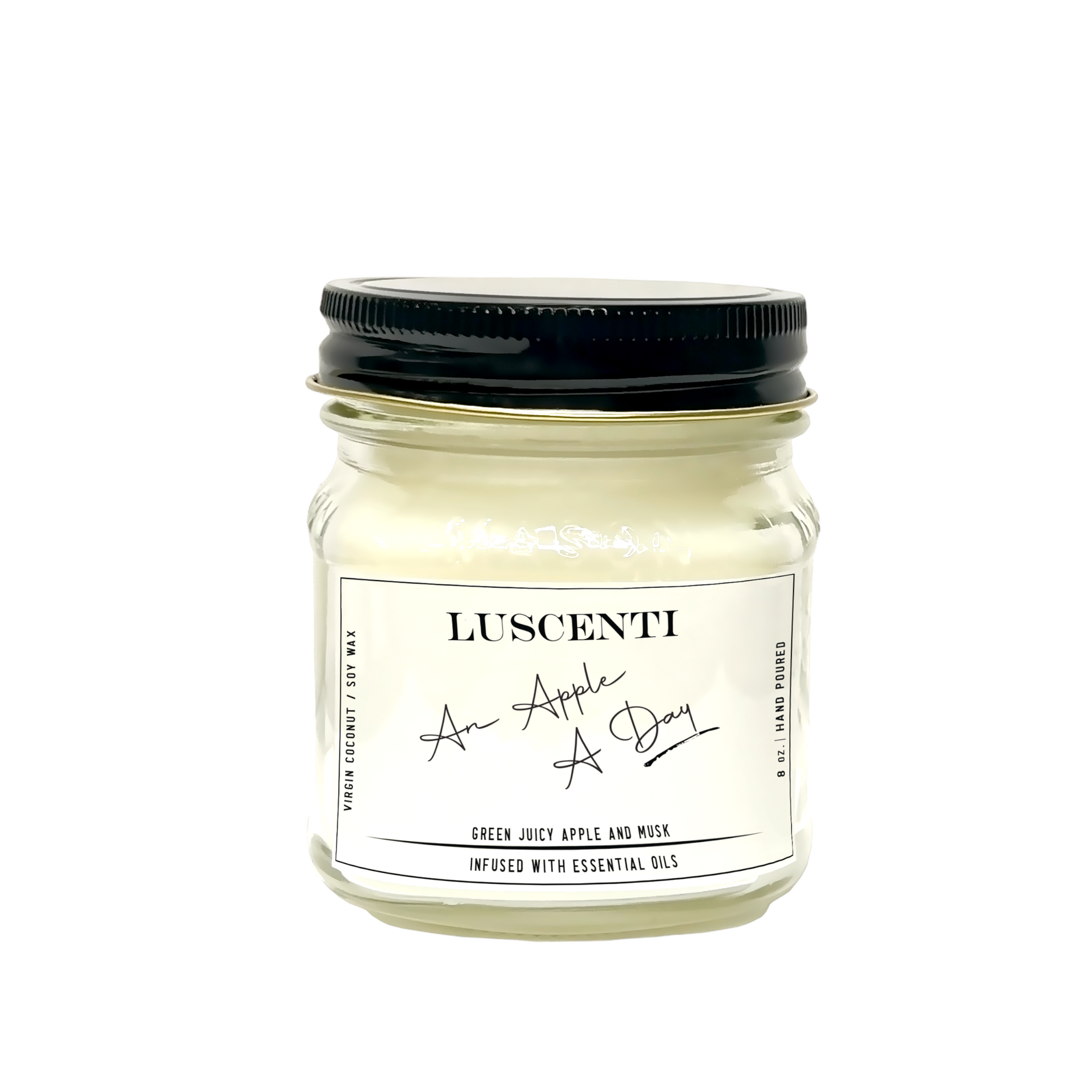 Luscenti An Apple A Day 8 oz mason jar candle with wooden wick