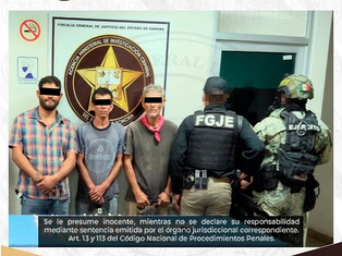 Detienen a tres masculinos en operativo conjunto en Bácum; les aseguran droga y arma de fuego