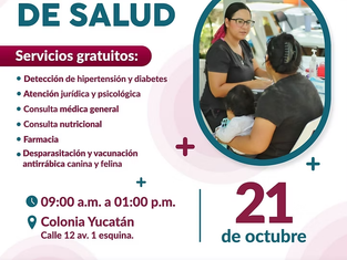 Familias del sector Yucatàn tendrán Jornada de Salud