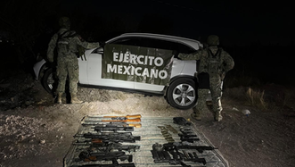 Asegura Gabinete de Seguridad de Alfonso Durazo arsenal de alto poder en vehículo robado en Navojoa