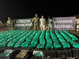 Aseguran Ejército Mexicano y Guardia Nacional cargamento con 1,175 kilos de droga en San Luis Río Colorado