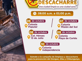 Llevarán del 6 al 10 de octubre Jornada de Descacharre a colonias de Guaymas