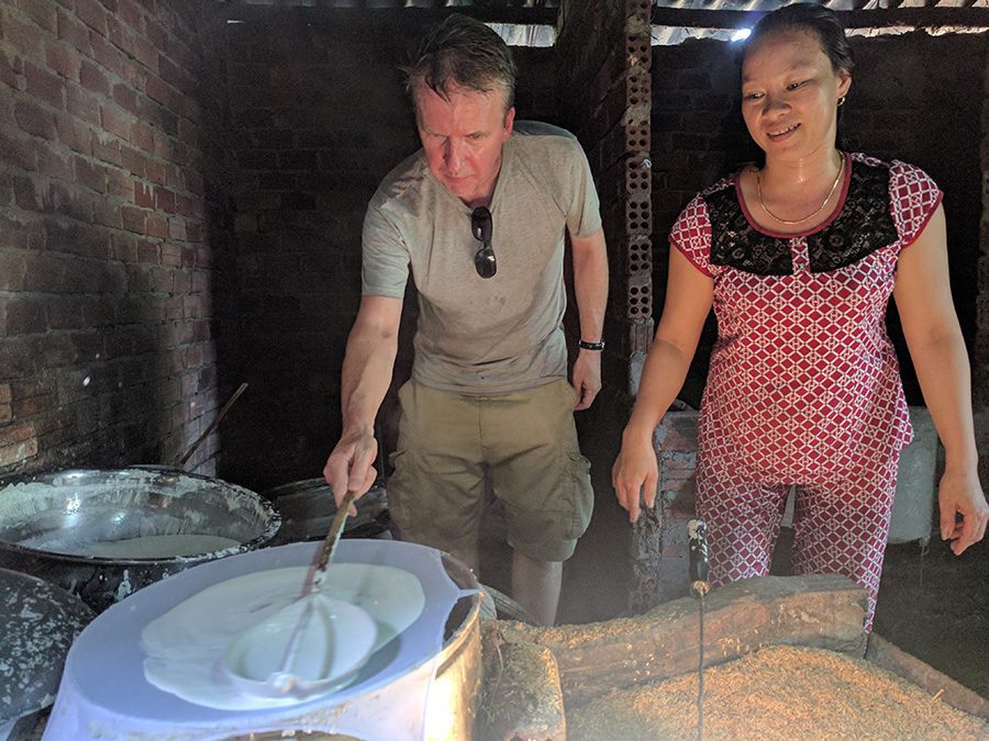 Guest making rice crackers