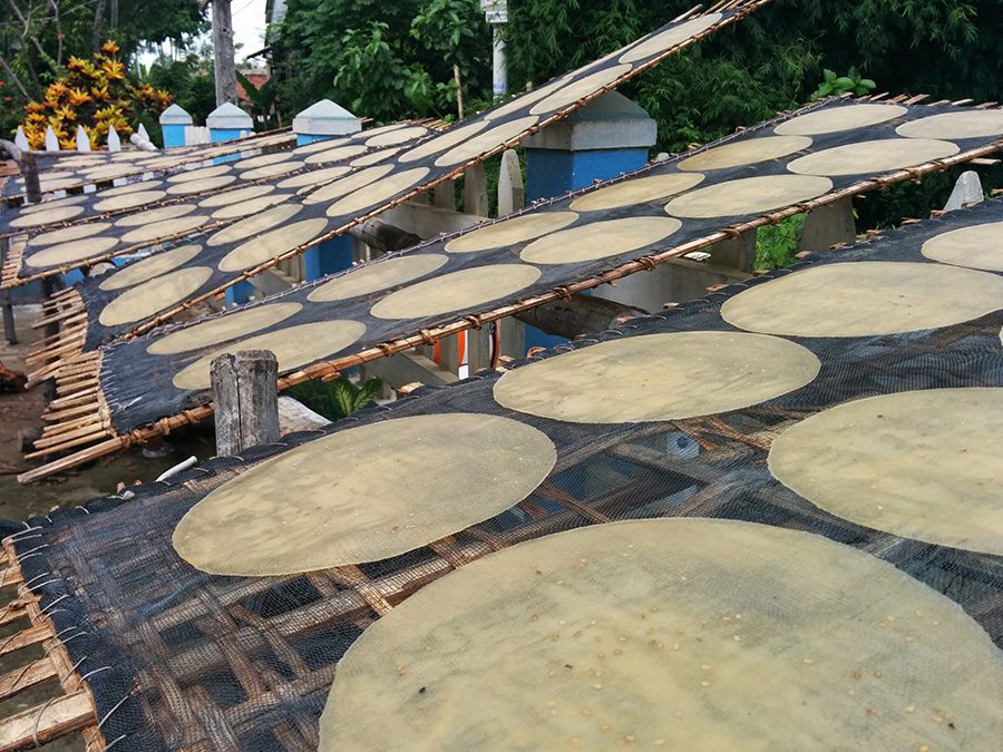 A traditional Vietnamese rice husk furnace used for making rice crackers