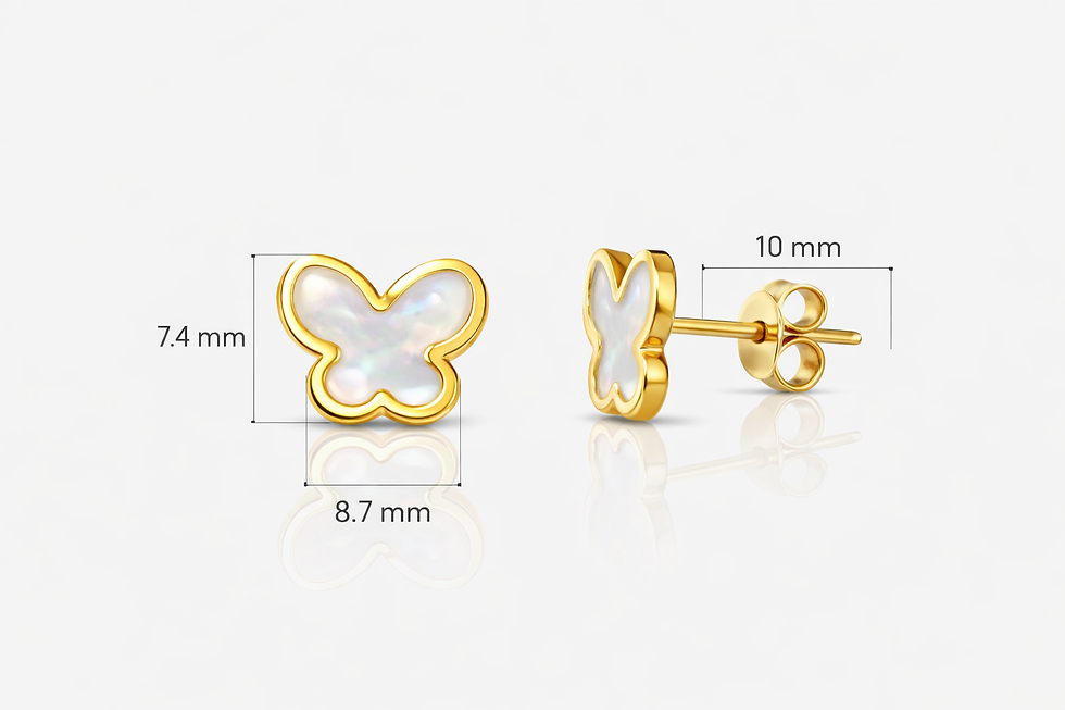 Thumbnail: Butterfly earrings in mother-of-pearl and 18k gold