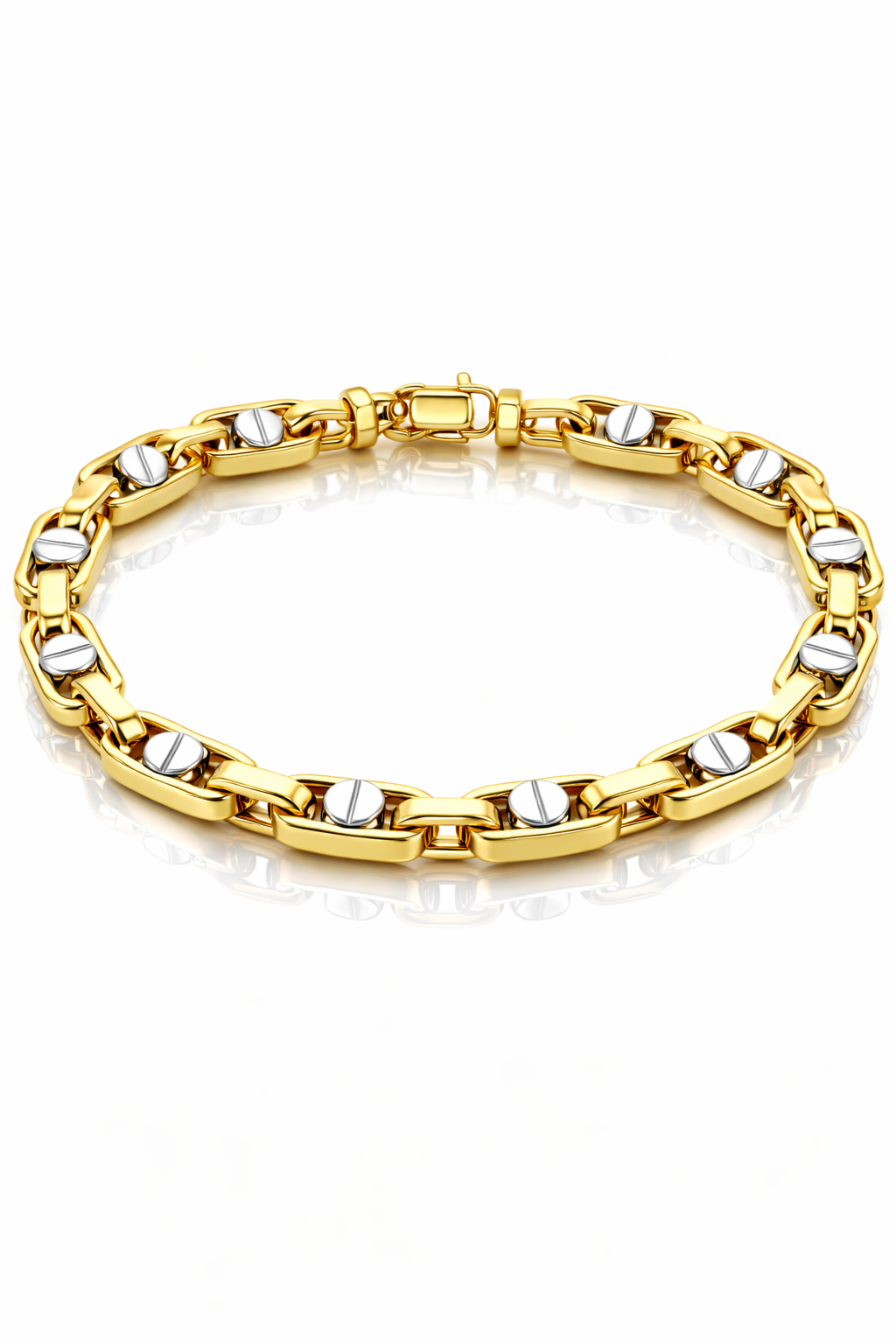 Men’s Two-Tone 18K Gold Bracelet – Yellow & White Gold | Refined Luxury Design 