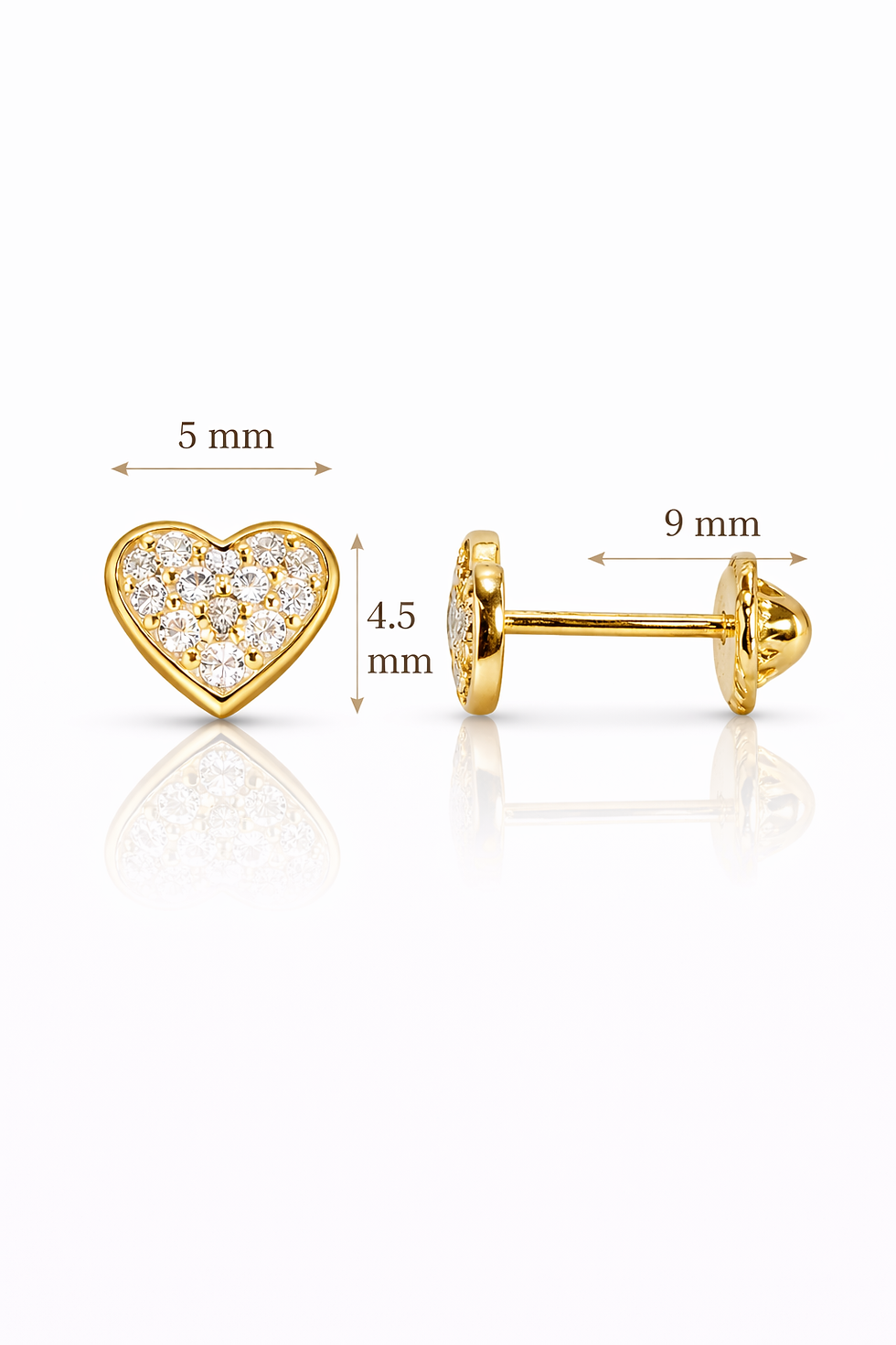Thumbnail: 18K Yellow Gold Pavé Heart Stud Earrings