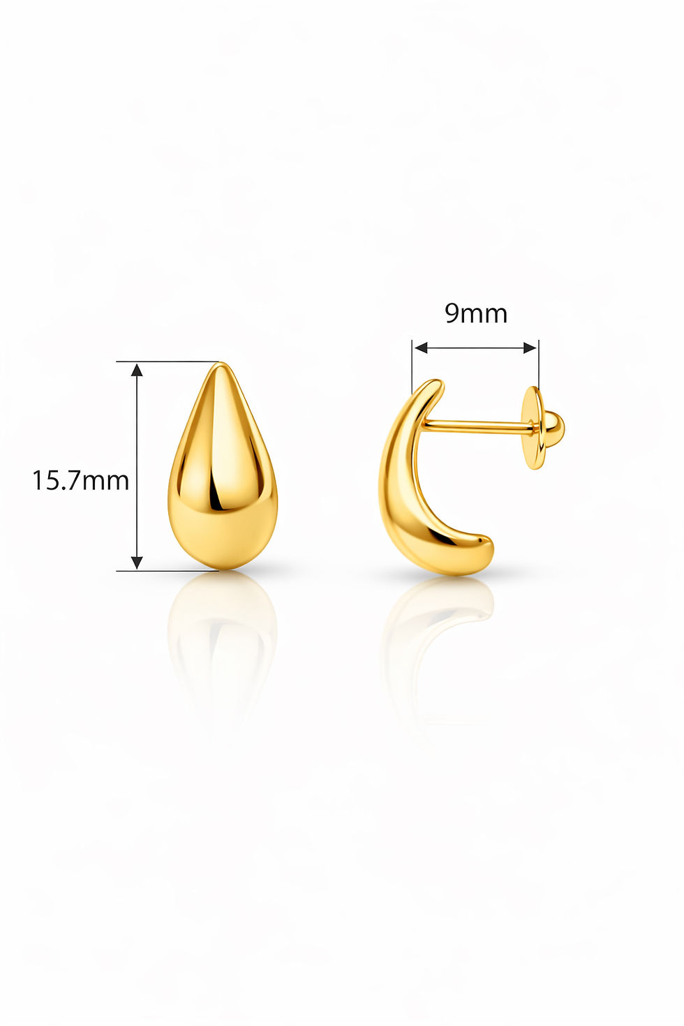 Thumbnail: 18K Yellow Gold Teardrop Stud Earrings – High Polish Minimalist Design 