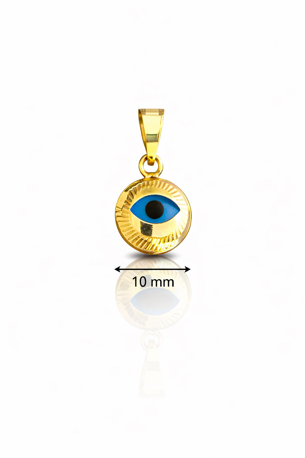 Thumbnail: 10k Gold Mini Evil Eye Pendant Necklace – 10mm Protection Charm