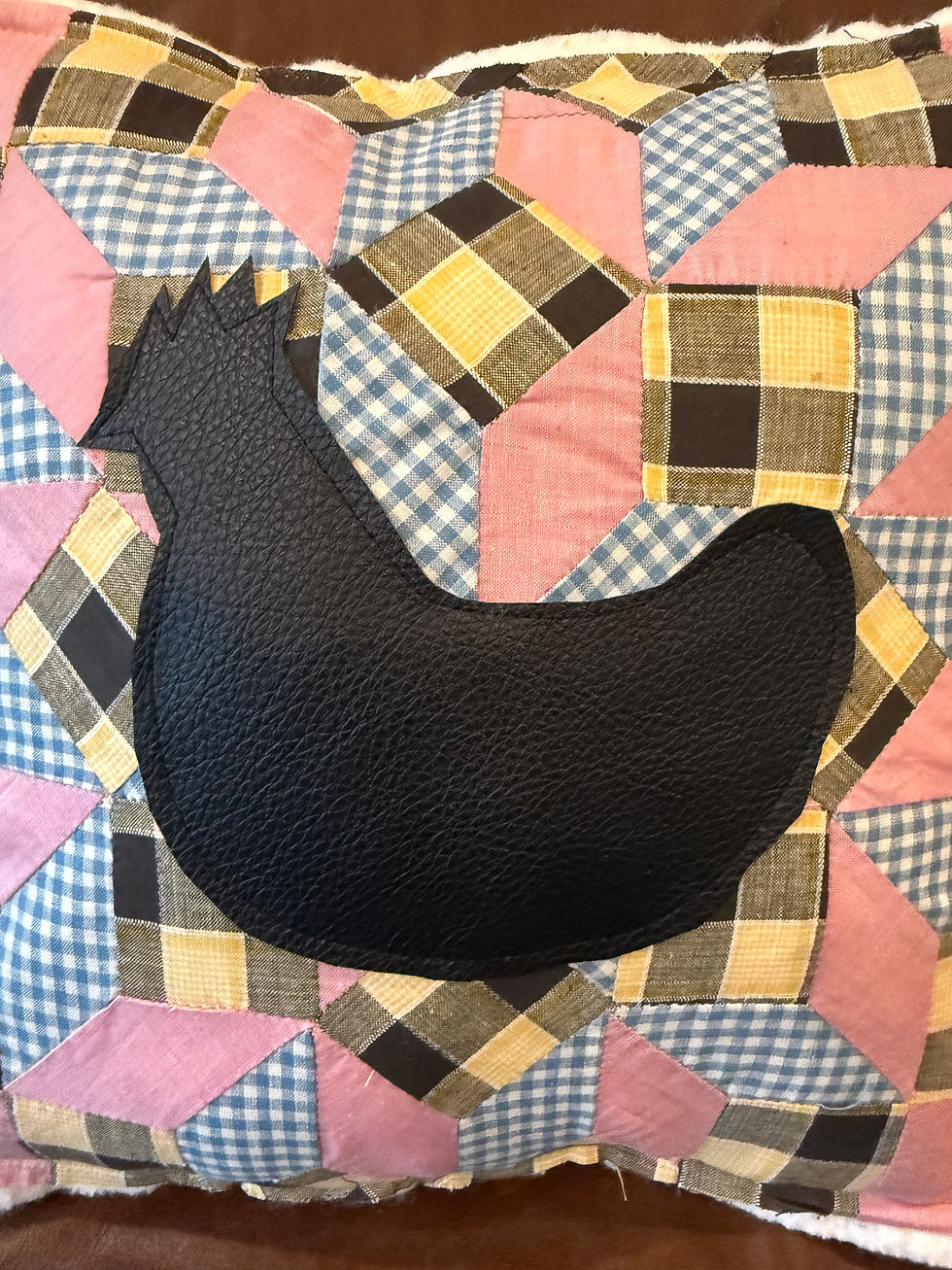 Thumbnail: Vintage Chicken Quilt Accent Pillow - Black