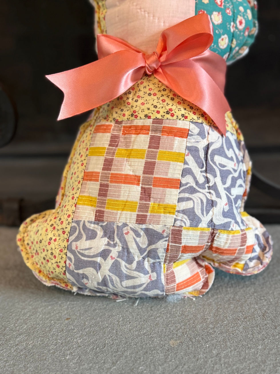 Thumbnail: Vintage Quilted Bunny Accent Pillow - Peach