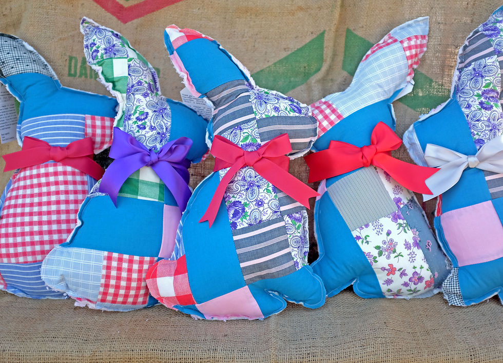 Thumbnail: Vintage Teal Square Quilt Bunny Accent Pillow