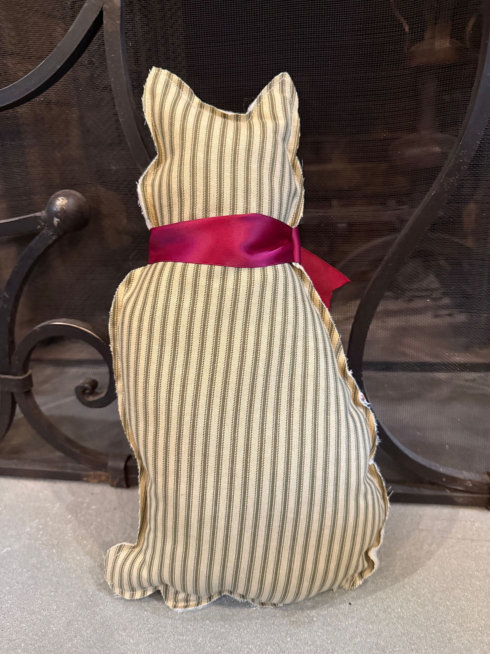 Thumbnail: Vintage Quilted Cat Accent Pillow - Red