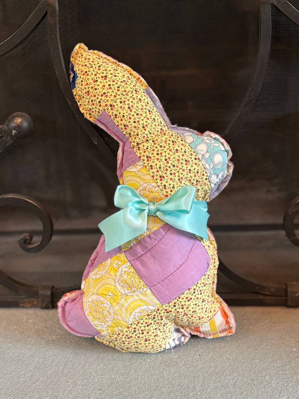 Thumbnail: Vintage Quilted Bunny Accent Pillow - Powder Blue